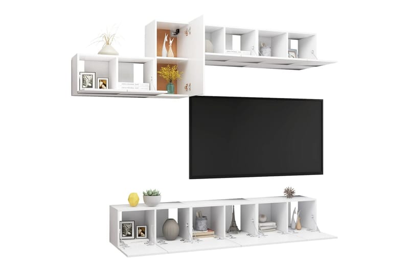 TV-benksett 7 deler hvit sponplate - Hvit - Møbler - TV- & Mediamøbler - TV-skap