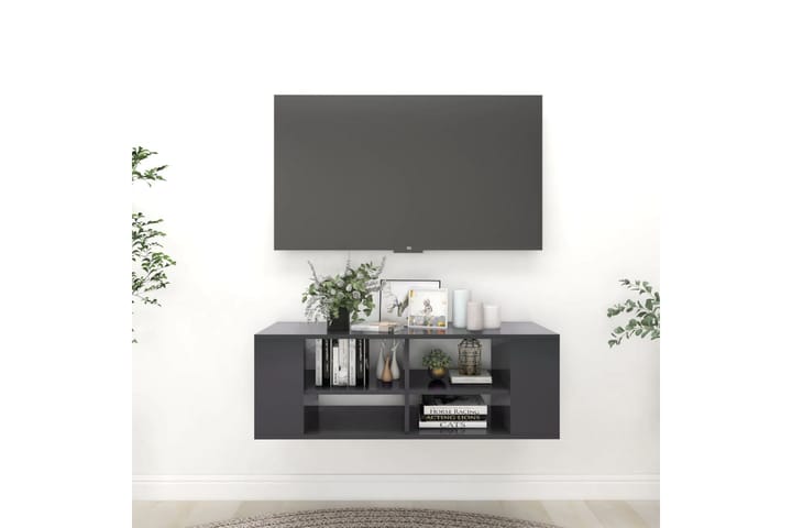 Vegghengt TV-benk grå 102x35x35 cm sponplate - Grå - Møbler - TV- & Mediamøbler - TV-skap