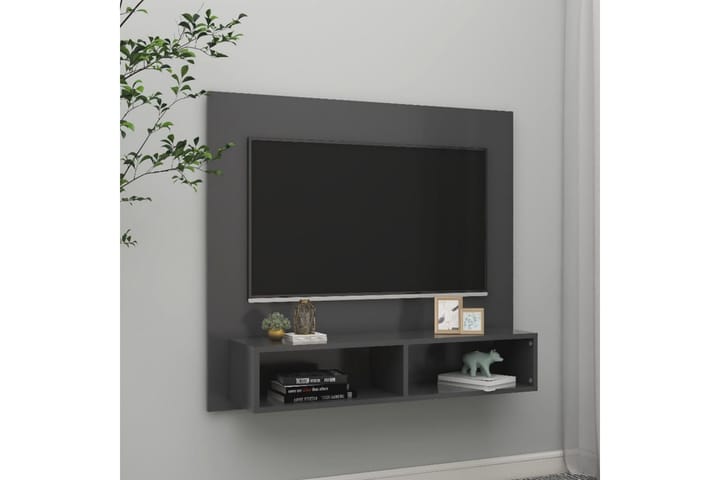 Veggmontert TV-benk grå 102x23,5x90 cm sponplate - Grå - Møbler - TV- & Mediamøbler - TV-skap