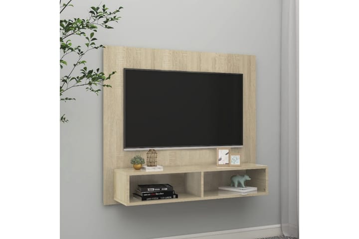 Veggmontert TV-benk sonoma eik 102x23,5x90 cm sponplate - Brun - Møbler - TV- & Mediamøbler - TV-skap