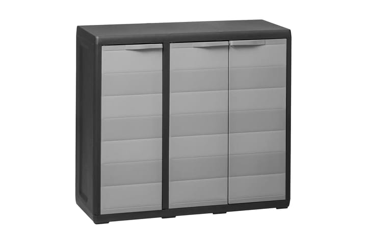 Hageoppbevaringsskap med 2 hyller svart og grå - Flerfarget - Møbler - Oppbevaring - Oppbevaring utendørs