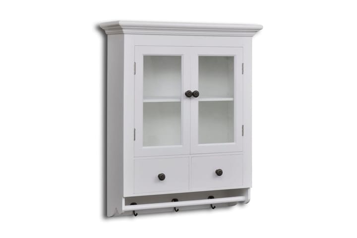 Kjøkkenkabinett vegg med glassdør hvit tre - Hvit - Møbler - Oppbevaring - Oppbevaringsskap