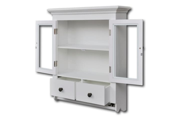 Kjøkkenkabinett vegg med glassdør hvit tre - Hvit - Møbler - Oppbevaring - Oppbevaringsskap