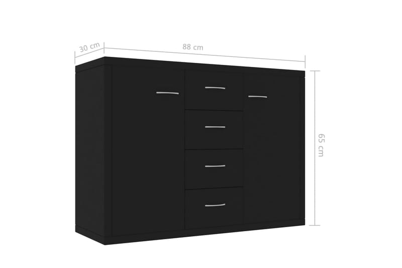 Skjenk svart 88x30x65 cm sponplate - Svart - Møbler - Oppbevaring - Sideboard & skjenk