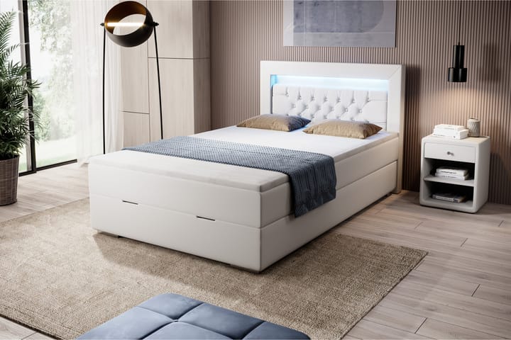Celio Sengepakke 120x200 med Oppbevaring - Hvit - Møbler - Senger - Komplett sengepakke