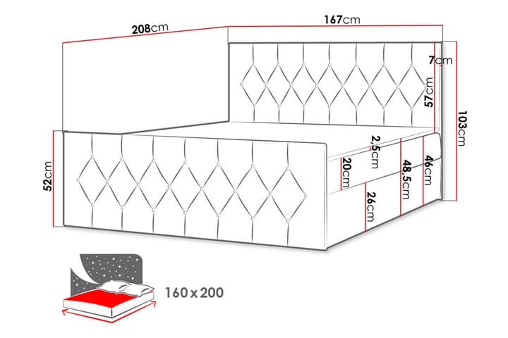 Kontinentalseng 167x216 cm - Grå - Møbler - Senger - Komplett sengepakke
