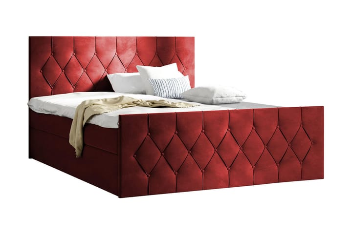 Kontinentalseng 187x216 cm - Rød - Møbler - Senger - Komplett sengepakke