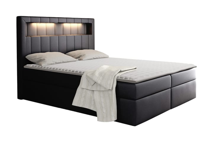 Kontinentalseng Carrubbo 200x200 cm - Svart - Møbler - Senger - Komplett sengepakke