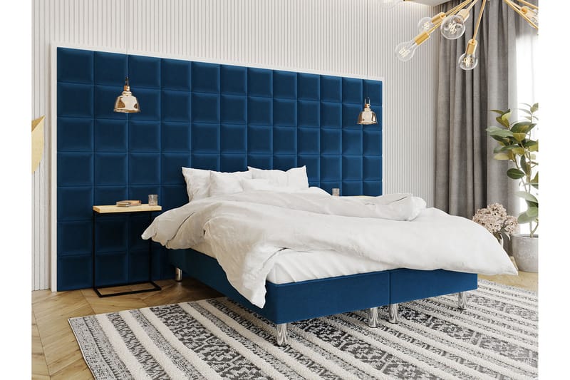 Kontinentalseng Forenza 140x200 cm+Panel 30 cm - Blå - Møbler - Senger - Komplett sengepakke