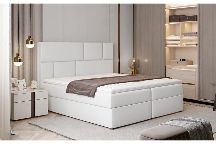 Sengepakke Maiano 160x200 cm - Lær/Hvit - Møbler - Senger - Komplett sengepakke