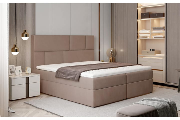 Sengepakke Maiano 160x200 cm - Lysebrun - Møbler - Senger - Komplett sengepakke