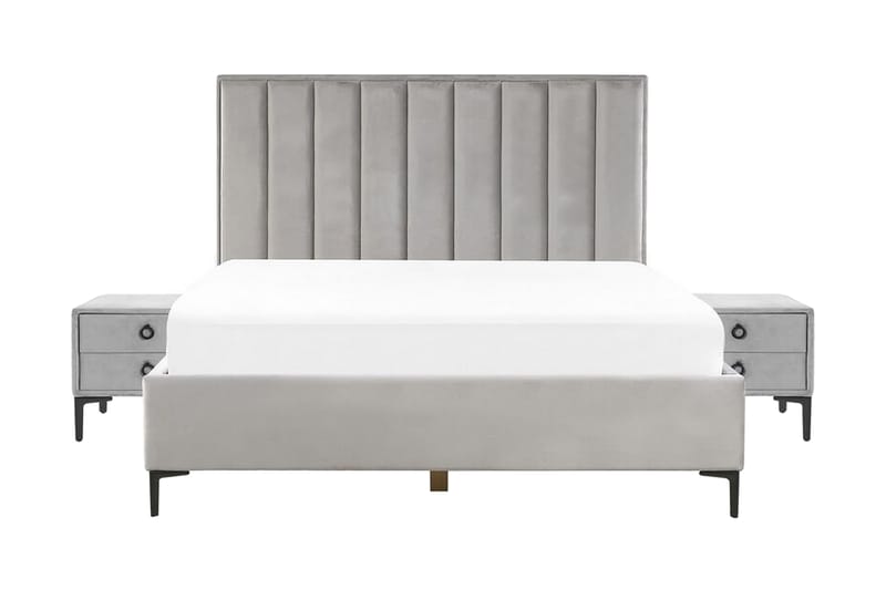 Soverommssett dobbeltseng 180x200 cm grå SEZANNE - Grå - Møbler - Senger - Komplett sengepakke