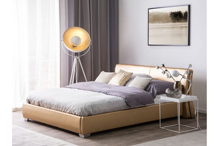 Kontinentalseng Tarun med LED 160x200 - Gull - Møbler - Senger - Sengeramme & sengestamme