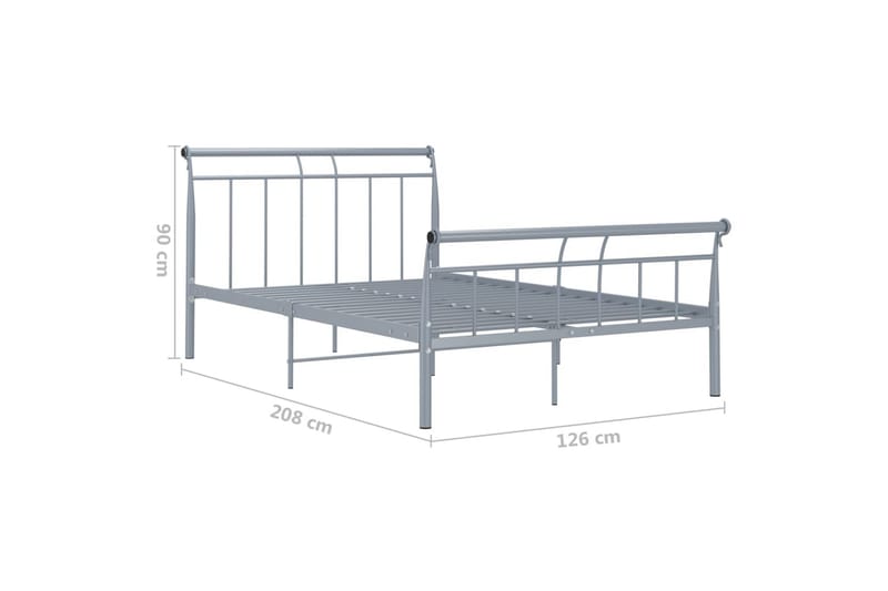 Sengeramme grå metall 120x200 cm - Grå - Møbler - Senger - Sengeramme & sengestamme