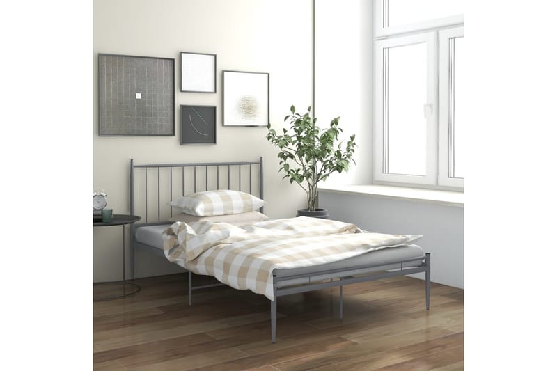 Sengeramme grå metall 120x200 cm - Grå - Møbler - Senger - Sengeramme & sengestamme