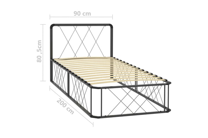 Sengeramme grå metall 90x200 cm - Møbler - Senger - Sengeramme & sengestamme