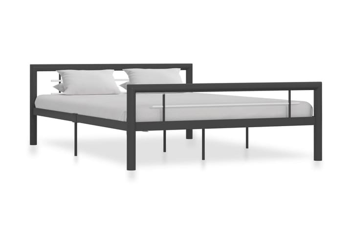 Sengeramme grå og hvit metall 160x200 cm - Grå - Møbler - Senger - Sengeramme & sengestamme
