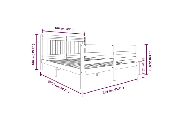 Sengeramme heltre 160x200 cm - Brun - Møbler - Senger - Sengeramme & sengestamme