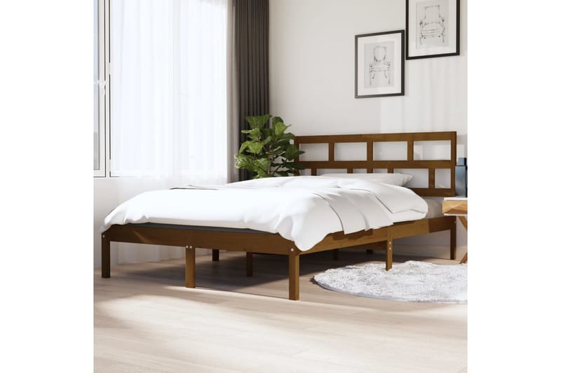 Sengeramme honningbrun heltre 135x190 cm 4FT6 Double - Brun - Møbler - Senger - Sengeramme & sengestamme