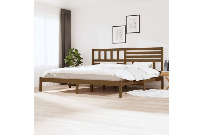 Sengeramme honningbrun heltre furu 200x200 cm - Brun - Møbler - Senger - Sengeramme & sengestamme