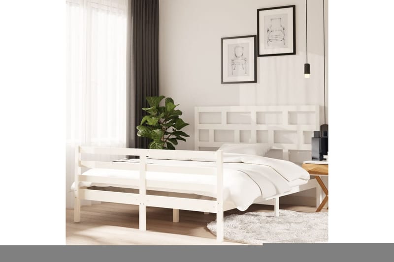 Sengeramme hvit heltre 150x200 cm 5FT King Size - Hvit - Møbler - Senger - Sengeramme & sengestamme