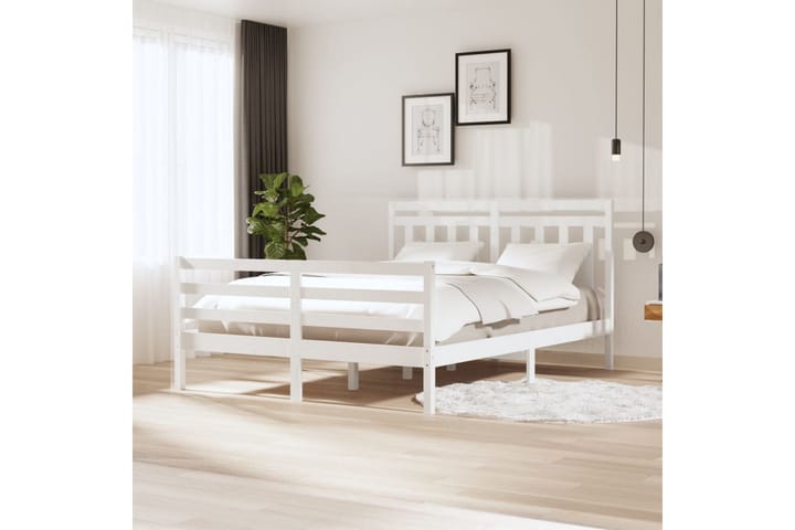 Sengeramme hvit heltre 160x200 cm - Hvit - Møbler - Senger - Sengeramme & sengestamme