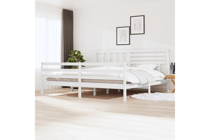 Sengeramme hvit heltre 200x200 cm - Hvit - Møbler - Senger - Sengeramme & sengestamme