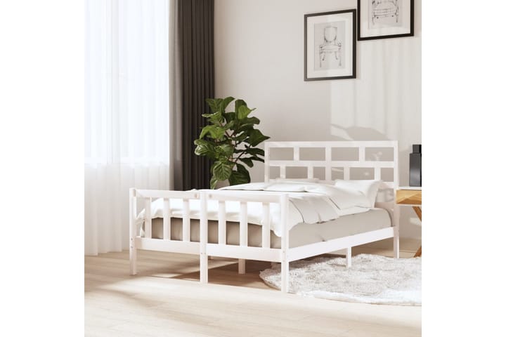 Sengeramme hvit heltre furu 120x200 cm - Hvit - Møbler - Senger - Sengeramme & sengestamme