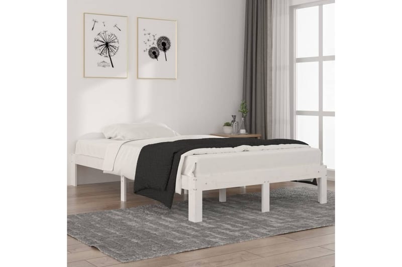 Sengeramme hvit heltre furu 120x200 cm - Hvit - Møbler - Senger - Sengeramme & sengestamme