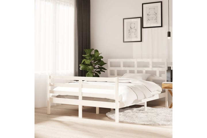 Sengeramme hvit heltre furu 140x200 cm - Hvit - Møbler - Senger - Sengeramme & sengestamme