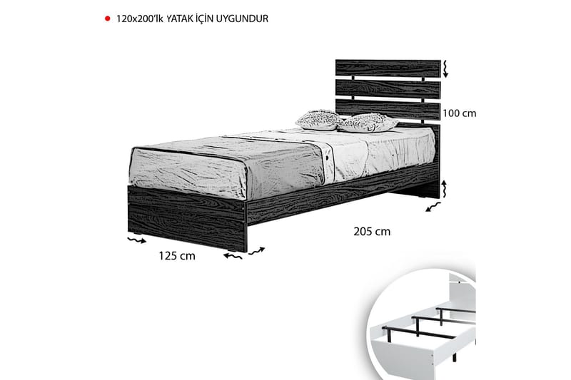 Sengeramme Montek 120x200 cm - Hvit - Møbler - Senger - Sengeramme & sengestamme