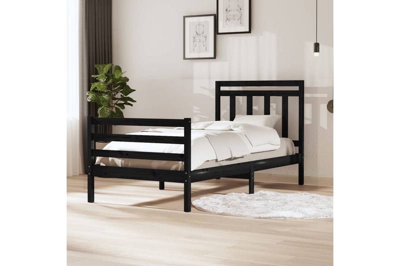 Sengeramme svart heltre 100x200 cm - Svart - Møbler - Senger - Sengeramme & sengestamme