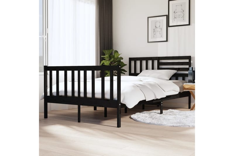Sengeramme svart heltre 140x190 cm - Svart - Møbler - Senger - Sengeramme & sengestamme