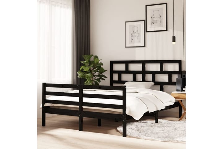 Sengeramme svart heltre 150x200 cm 5FT King Size - Svart - Møbler - Senger - Sengeramme & sengestamme