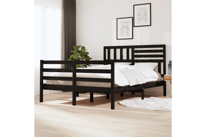 Sengeramme svart heltre 150x200 cm 5FT King Size - Svart - Møbler - Senger - Sengeramme & sengestamme