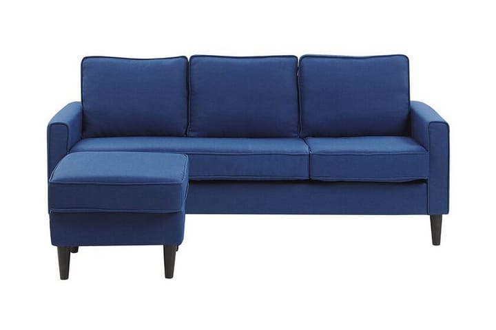 Sofa Ralphell med Fotskammel - Blå - Møbler - Sofaer - 3 seter sofa