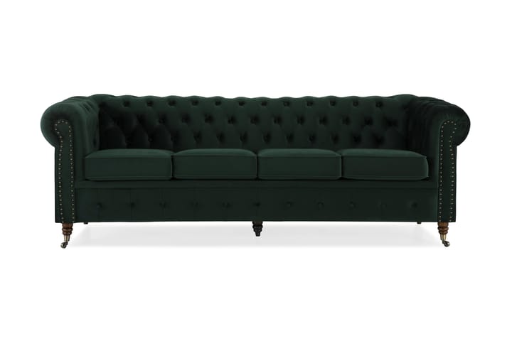 Fløyelssofa Chester Deluxe 4-seter - Mørkgrønn - Møbler - Sofaer - Howard-sofaer