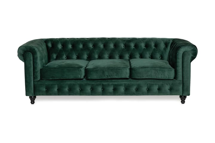 Fløyelssofa Walton Lyx 3-seter - Mørkgrønn - Møbler - Sofaer - Chesterfield sofaer