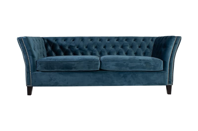 Sofa MAYERS 3-seter 210x86xH78 fløyel sjøblå - Møbler - Sofaer - 3 seter sofa