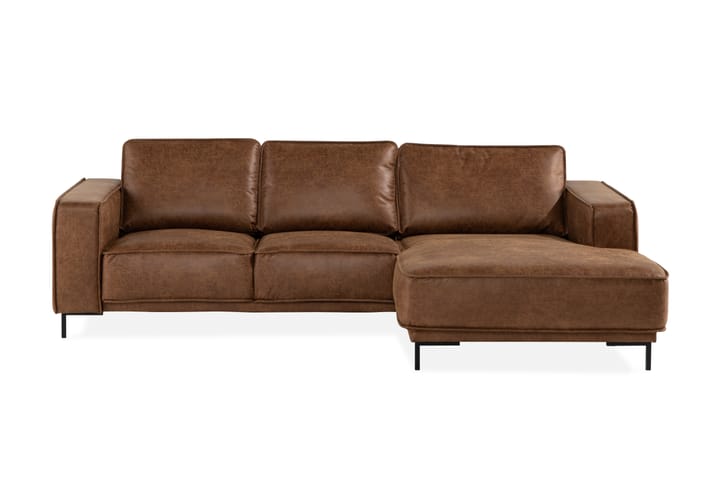 Sofa Minou 2-seter med Divan Høyre Bonded Leather - Brun - Møbler - Sofaer - Sofaer med sjeselong - 2 seters sofa med divan