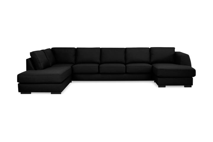 U-sofa Ontario Large med Divan Høyre - Svart - Møbler - Sofaer - Sofaer med sjeselong - 4 seters sofa med divan