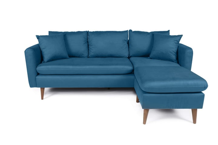 Divansofa Sagkas Høyre - Mørkeblå/Natur - Møbler - Sofaer - Sofaer med sjeselong - 4 seters sofa med divan
