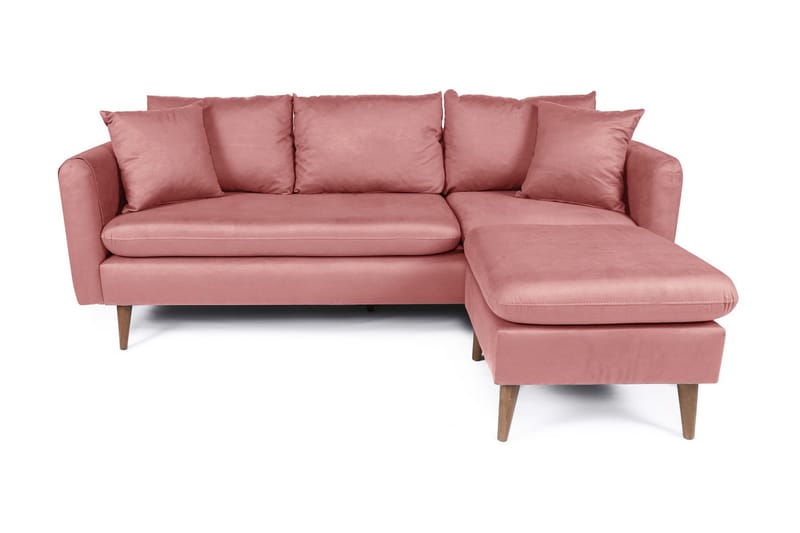 Divansofa Sagkas Høyre - Rosa/Natur - Møbler - Sofaer - Sofaer med sjeselong - 4 seters sofa med divan