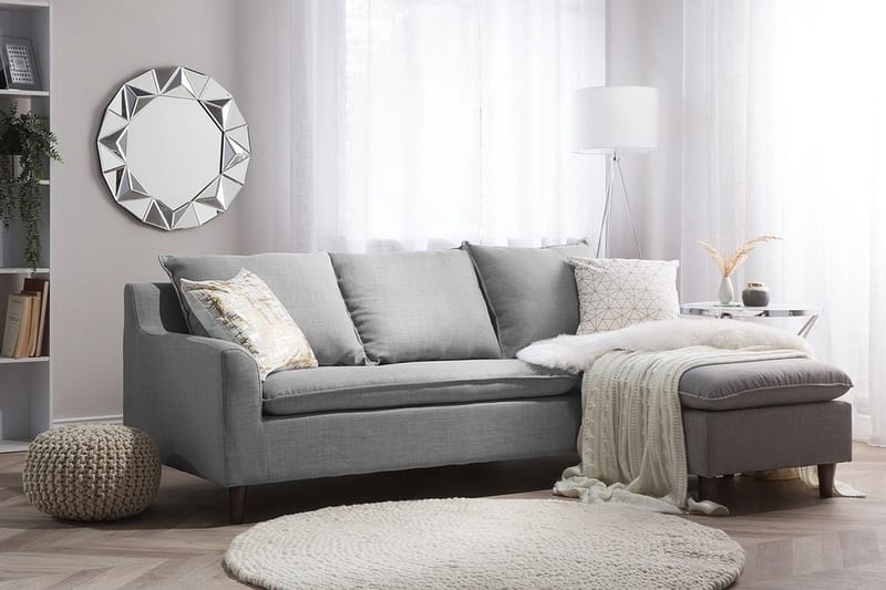 Hjørnesofa Elvenes 206 cm - Grå - Møbler - Sofaer - Sofaer med sjeselong - 4 seters sofa med divan