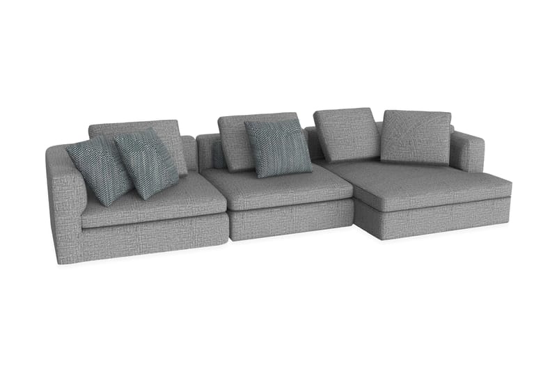 Modulsofa Firswood med Divan - Grå/Svart - Møbler - Sofaer - Sofaer med sjeselong - 3 seters sofa med divan