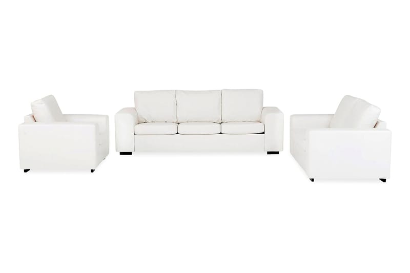 Sofagruppe Alter 3-seter+2-seter+Lenestol Kunstlær - Hvit - Møbler - Senger - Senger med oppbevaring