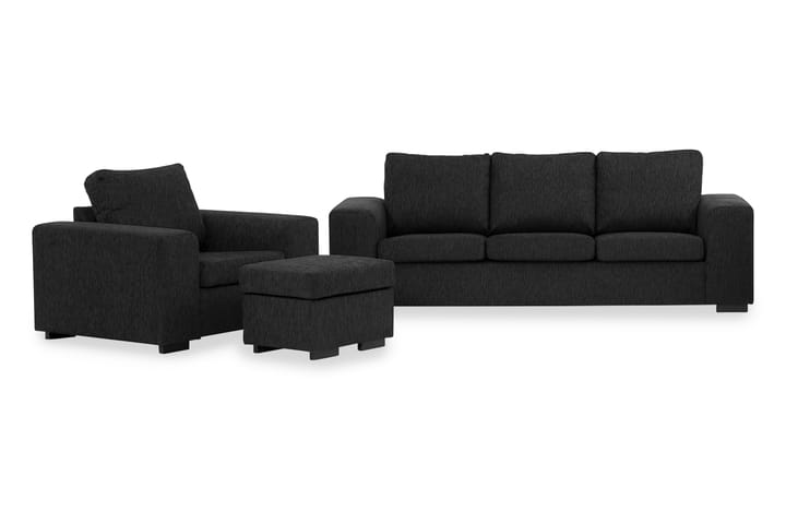 Sofagruppe Connect 3-seter+Lenestol+Fotskammel 60 cm - Svart - Møbler - Sofaer - Sofagrupper