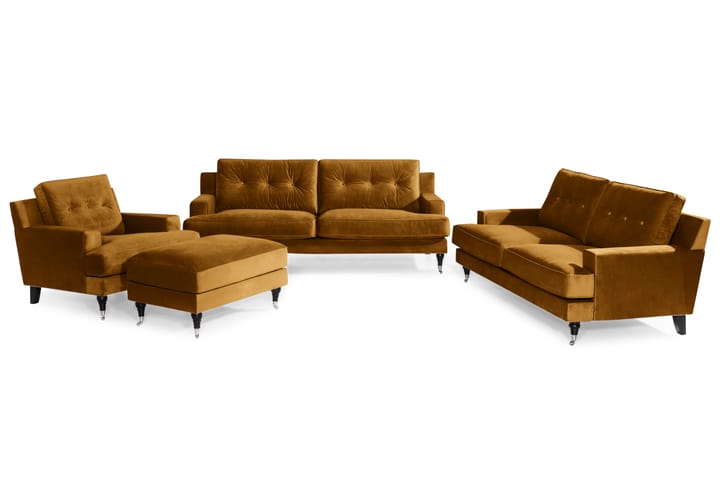 Sofagruppe Covington 2-seter+3-seter+Lenestol+Fotskammel Flø - Beige - Møbler - Sofaer - Sofagrupper - Howard sofagruppe