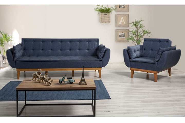 Sofagruppe Finones - Mørkeblå - Møbler - Sofaer - Sofagrupper