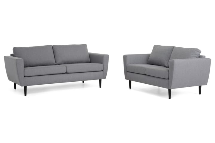 Sofagruppe Hudson 3-seter+2-seter - Lysgrå|Svart - Møbler - Sofaer - Sofagrupper